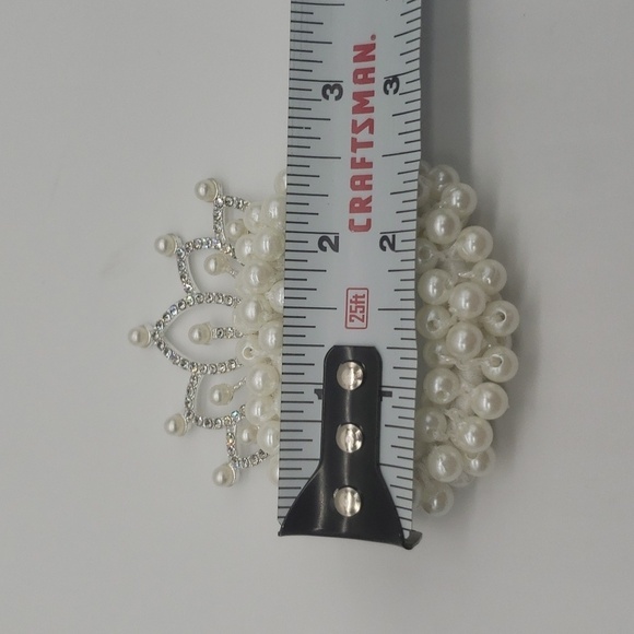 619- Bride Hair Holder Accessorie Faux Pearls Crown Elastic Bands Handmade NWT - Picture 7 of 7